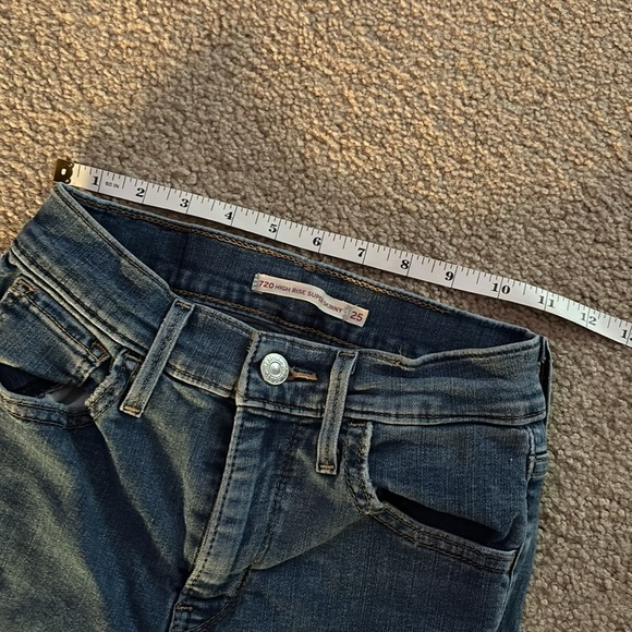 Levi 720 High Rise Super Skinny Distressed Blue Women's Jeans size 25 - Picture 3 of 6